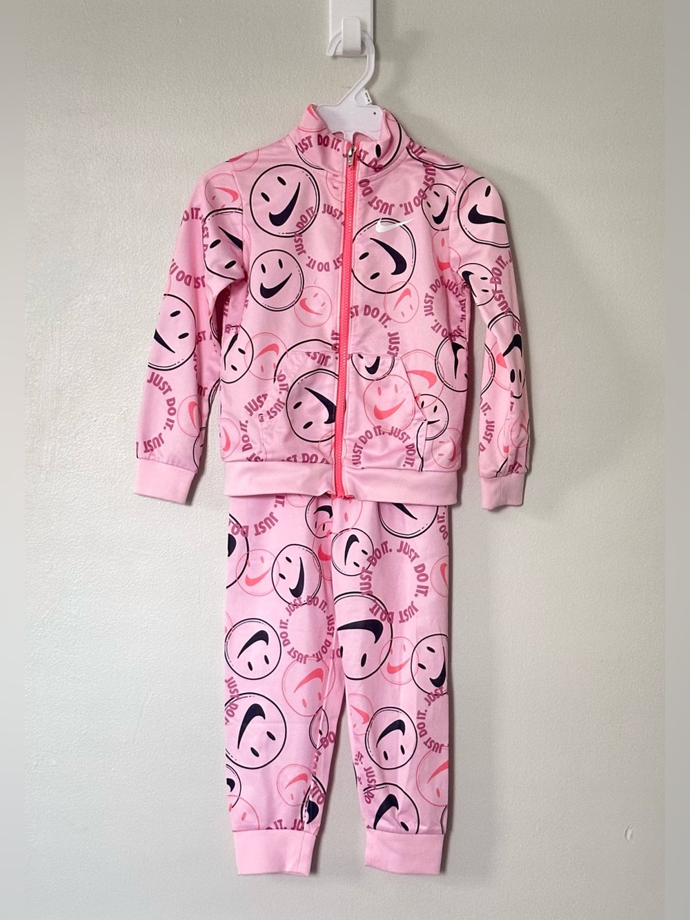 Nike Pink Smiley Print Jacket and Joggers Set